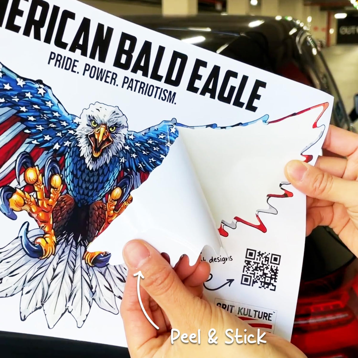 Removable 11.5 inch American Bald Eagle Flag Decal Sticker for Trucks, Cars, Anywhere Vinyl Bumper Patriotic Waterproof for Trailer