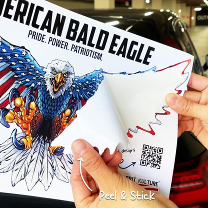 Removable 11.5 inch American Bald Eagle Flag Decal Sticker for Trucks, Cars, Anywhere Vinyl Bumper Patriotic Waterproof for Trailer