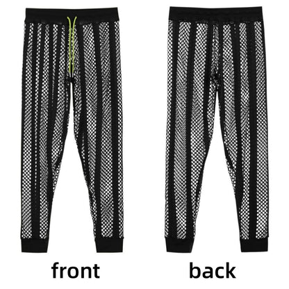 HASWECHYS Mens Fishnet Striped Lounge Pants Sexy Mesh See Through Pyjama Pants with Drawstring blm