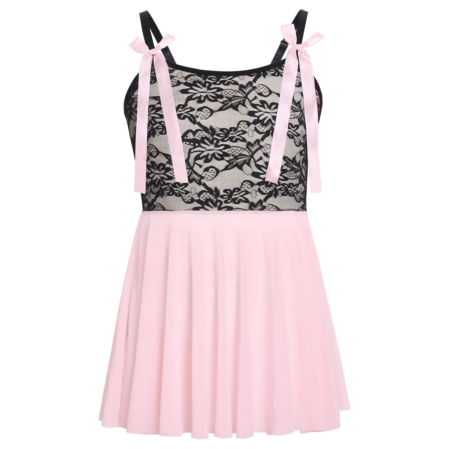 ABAFIP Men‘s Lace Babydoll Dress Sheer See Through Crossdresser Lingerie Mesh Nightgown Femboy Outfit Light Pink Medium