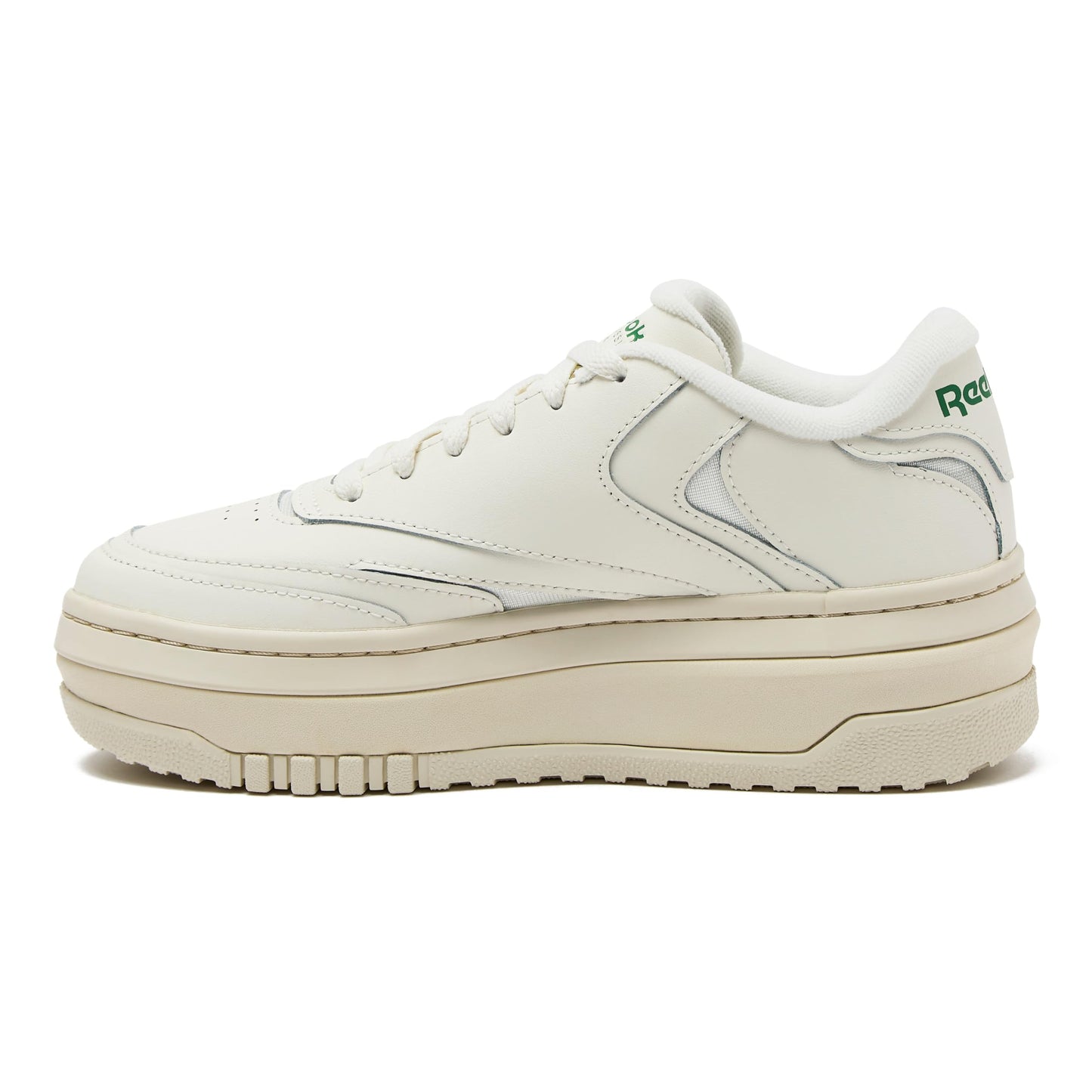 Reebok Club C Extra Platform Sneakers for Women, White Casual Tennis Women's Fashion Sneakers, Womens Shoes Size 5 to 11, Chalk/Chalk/Glen Green, 9.5 Medium