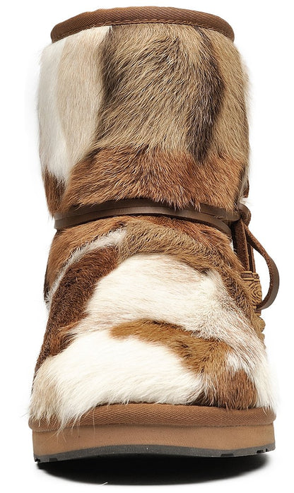 AUMU Women's Classic Mini Sheepskin Winter Boot Fur Boot Chestnut Size 9