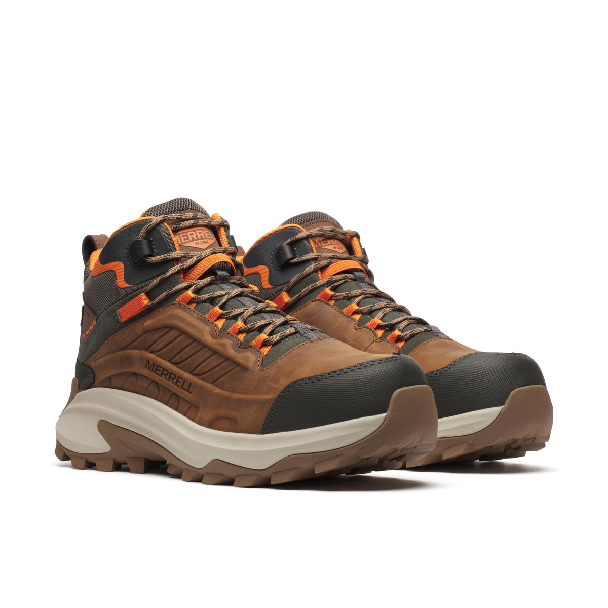 Merrell Men's Moab Speed 2 Mid Waterproof Carbon Fiber Work Construction Boot, Light Brown, 13 Wide