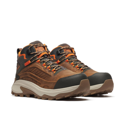Merrell Men's Moab Speed 2 Mid Waterproof Carbon Fiber Work Construction Boot, Light Brown, 13 Wide