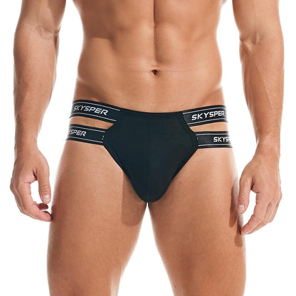 SKYSPER Men's Jock Strap Athletic Supporter For Men Sexy Jockstrap Male Underwear, Fc2-black, Small