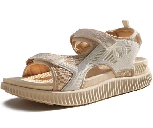 KuaiLu Womens Orthopedic Walking Sandals Comfortable Arch Support Plantar Fasciitis Relief Sport Recovery Chunky Cushion Adjustable Summer Outdoor Beach Vacation Athletic Water Shoes Beige Size 8.5