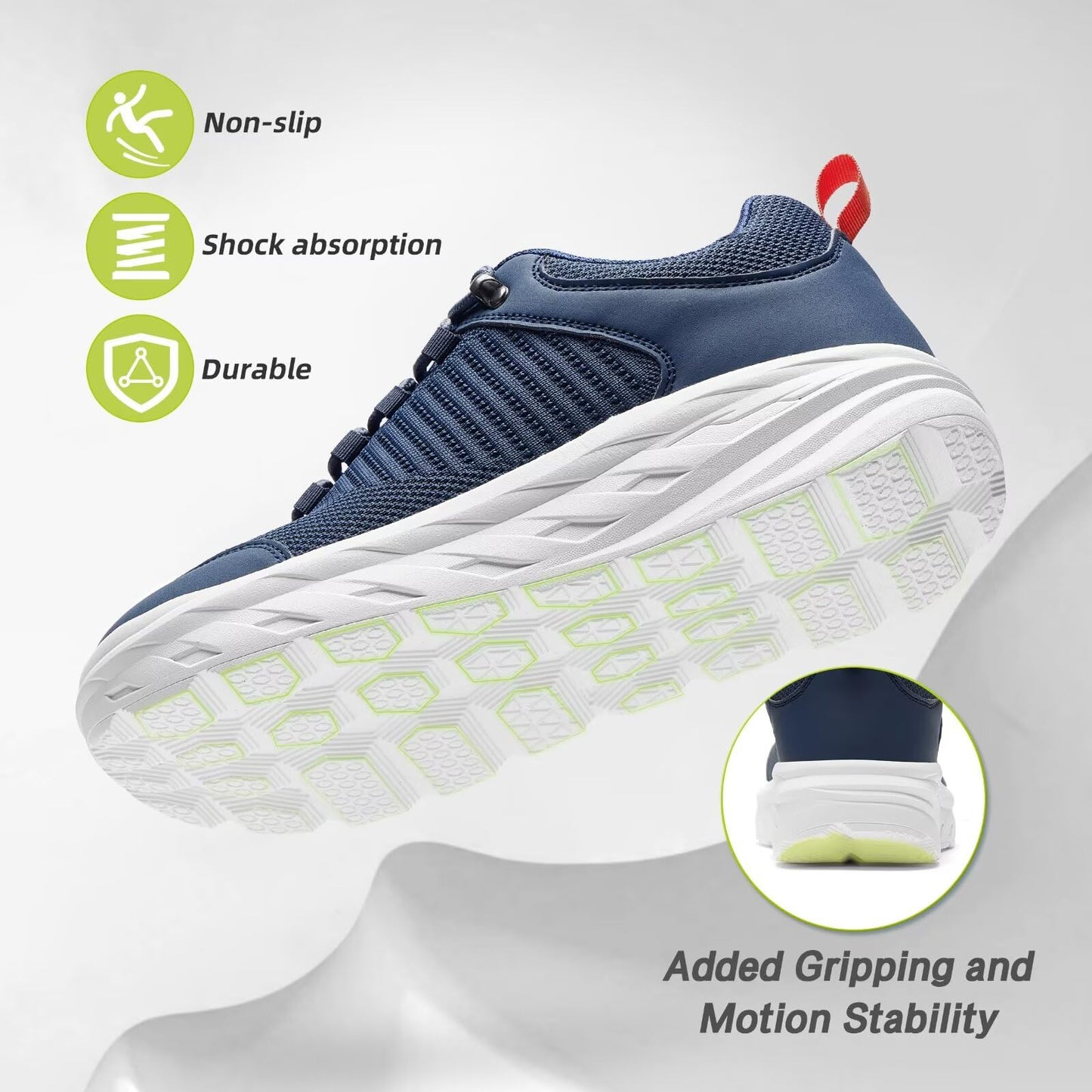 Men's Orthopedic Diabetic Wide Walking Shoes: Adjustable Fit Arch Support Ergonomic Lightweight Cycling Sneakers, Breathable Plantar Fasciitis Orthotic Foot Pain Relief Leisure Shoes Dark Blue Size 8