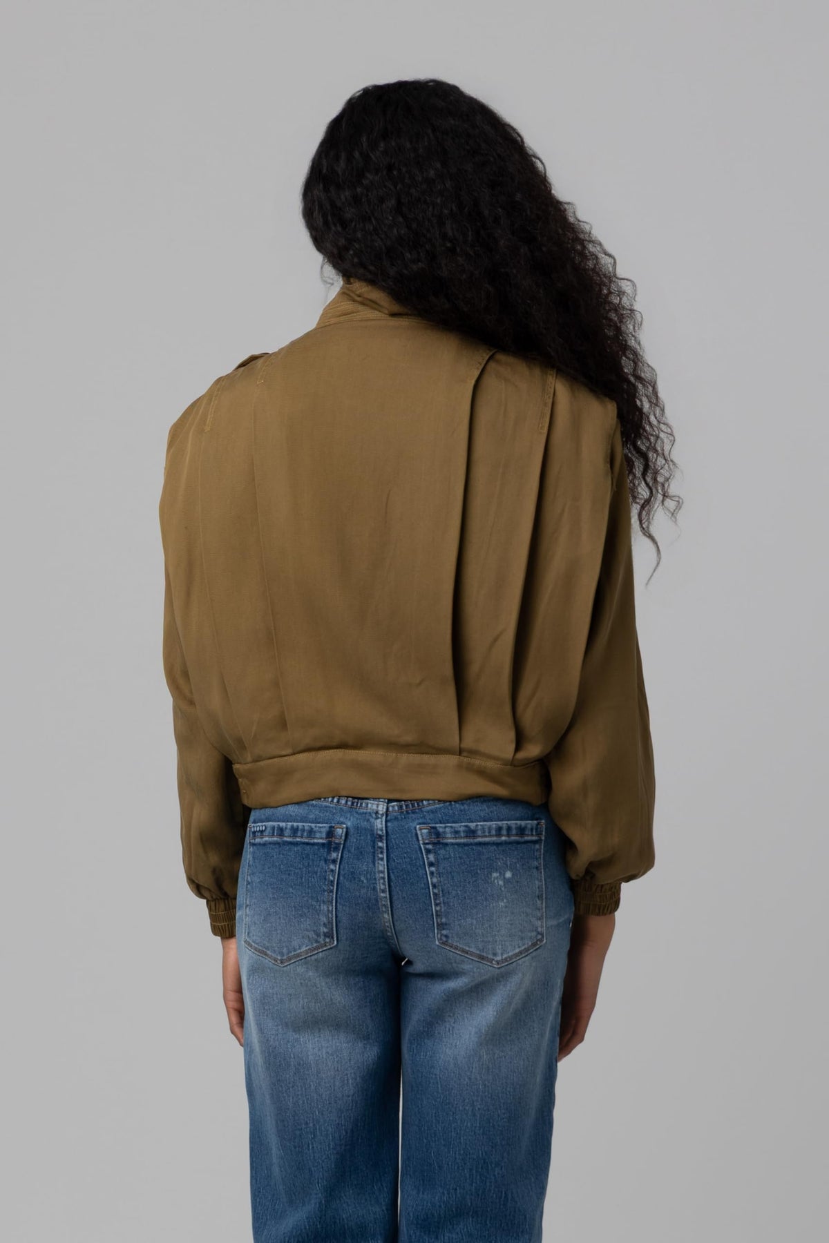Blank NYC Women's Secret Sauce Pleated Jacket, Olive, X-Small