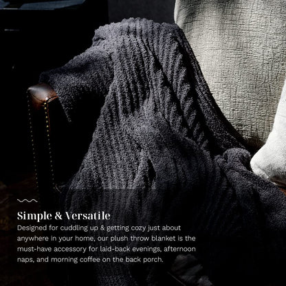 LUXOME Ultra Plush Throw Blanket | Super Soft | 50"x70" | Viscose & Polyester Blend | Charcoal (Dark Grey)