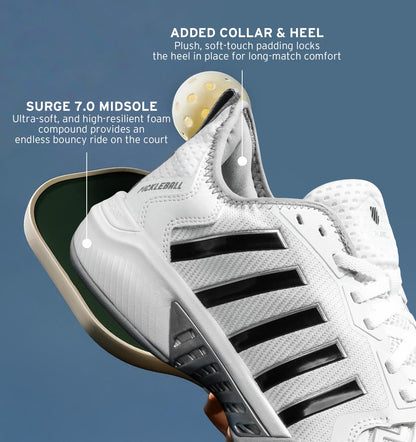 K-Swiss Men's Pickleball Supreme Shoe, White/High Rise/Black, 8.5 M