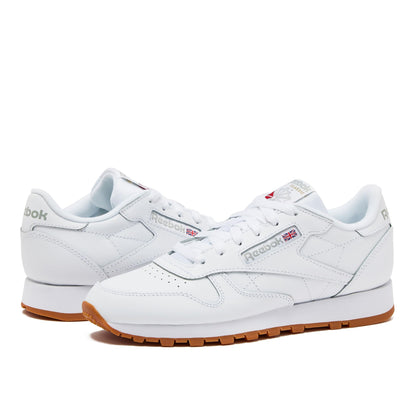Reebok Classic Leather Sneakers for Women - Black or White Tennis Shoes Womens Size 5 to 12, Footwear White/Pure Grey3/Reebok Gum3, 8.5