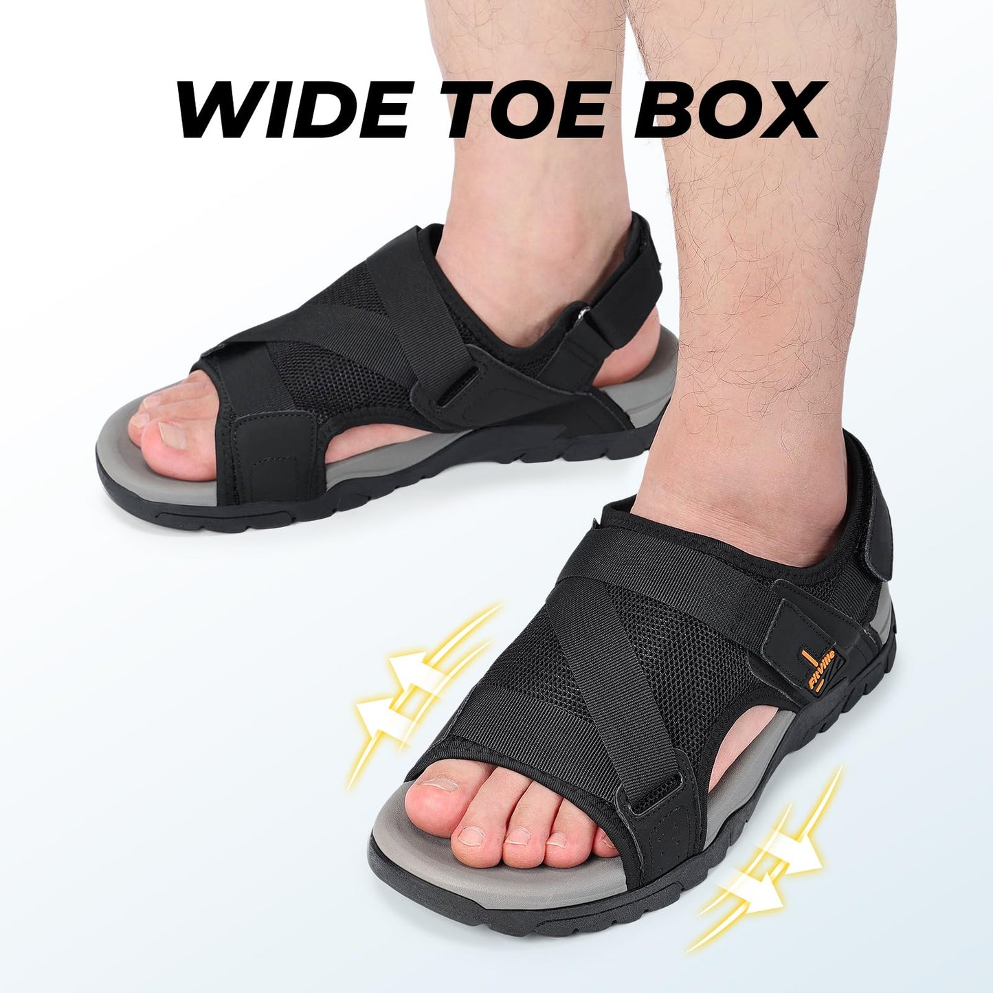 FitVille Diabetic Sandals for Men Wide Orthopedic Athletic Sandals with Arch Support Lightweight Breathable Outdoor Sandals for Beach Travel