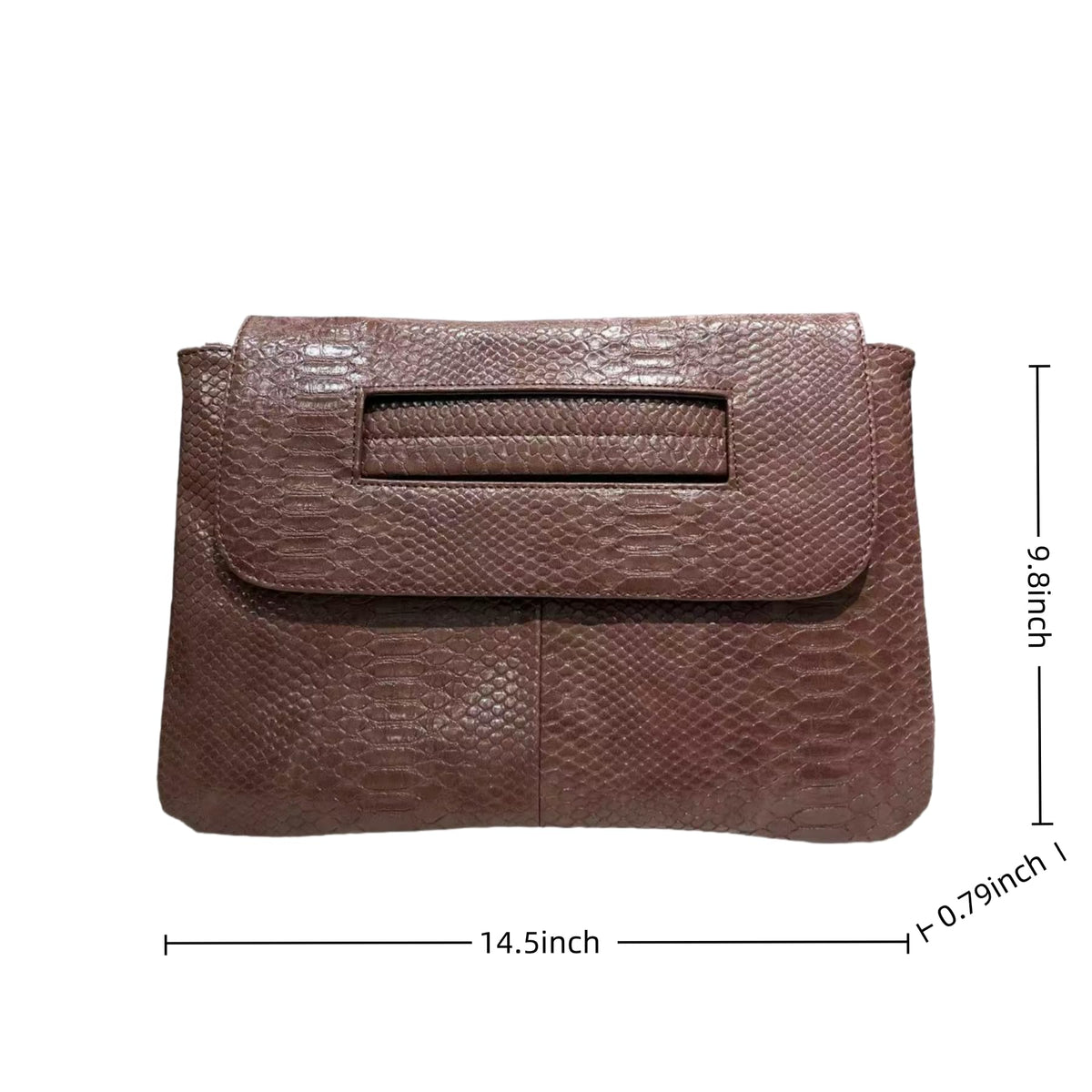Women's Fashion Snake-Print Vegan Leather Clutch Handbag High-Capacity Vintage Evening Purse Messenger Shoulder Bag,Brown