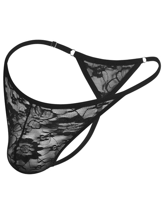 Avidlove Mens Lace Thong Sexy Low Rise T-back G-string Comfortable Men's Thong Underwear 1-4 Pack Black