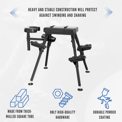 Ultimate Restraint Sex Bench Bondage BDSM Table Massage Bed Spanking Bench for Adult Couples with Wrist Cuffs Sex Furniture PU Black Leather Submission Chair Master Play