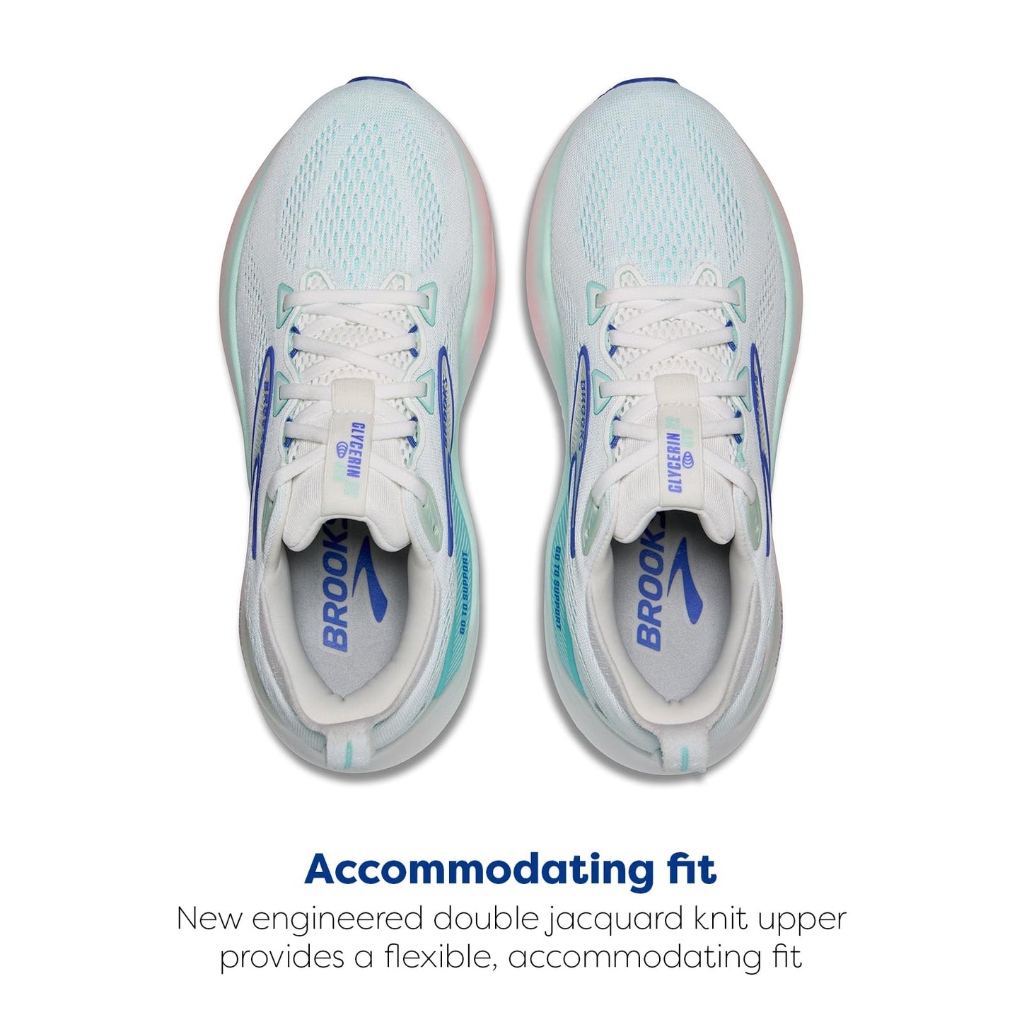 Brooks Women’s Glycerin GTS 22 Supportive Running Shoe - White/Limpet Shell/Amparo Blue - 11.5 Medium