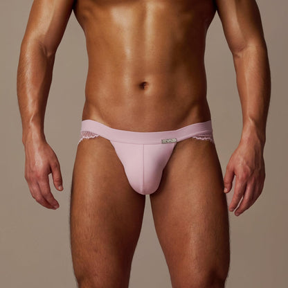 BSZN Men's Lace Side Jockstrap, Dawn Rose Pink