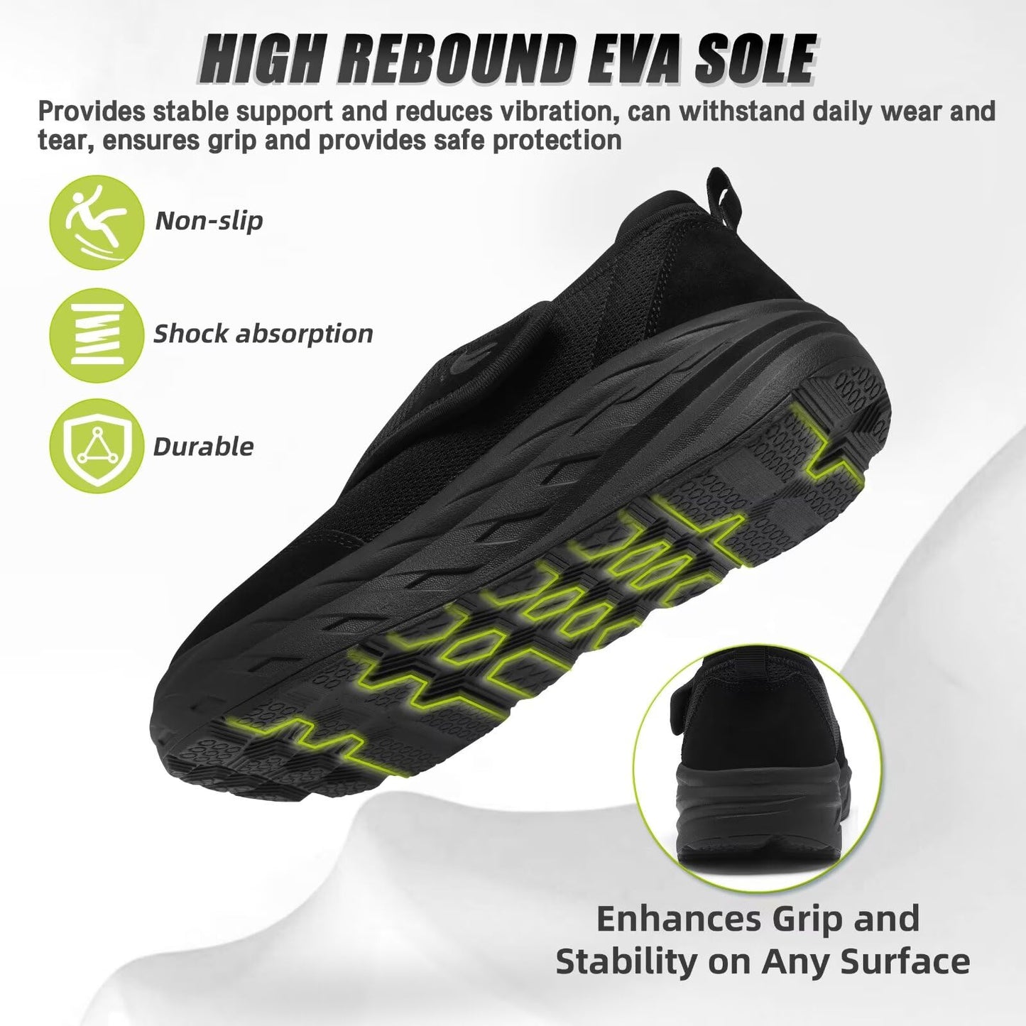 Men's Orthopedic Diabetic Extra Wide Walking Shoes: Stylish Fit Arch Support Neuropathy Orthotics Flat Feet Sneakers, Plantar Fasciitis Standing Driving Breathable Slip On Loafers Black Size 11