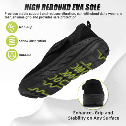 Men's Orthopedic Diabetic Extra Wide Walking Shoes: Stylish Fit Arch Support Neuropathy Orthotics Flat Feet Sneakers, Plantar Fasciitis Standing Driving Breathable Slip On Loafers Black Size 11