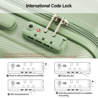 Hanke Hardshell Luggage Sets 3 Piece Extra Large Suitcases with Lock,28 Inch Luggage with Spinner Wheels, PC Travel Suitcase for Women Men 20 24 29Inch,Bamboo Green