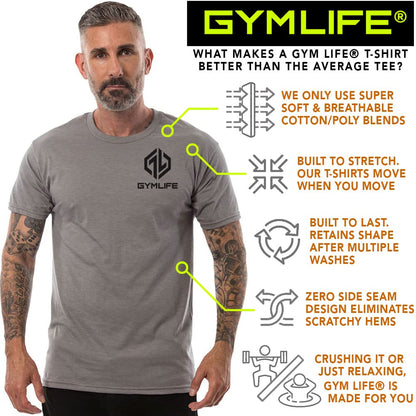 GYM LIFE Men's Power Up Athletic Performance Short Sleeve Workout T-Shirt, Slate (Medium)