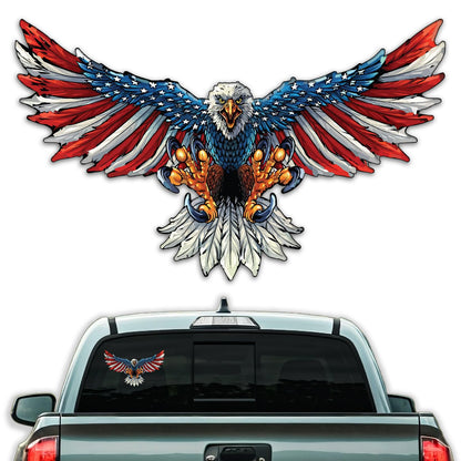 Removable 11.5 inch American Bald Eagle Flag Decal Sticker for Trucks, Cars, Anywhere Vinyl Bumper Patriotic Waterproof for Trailer