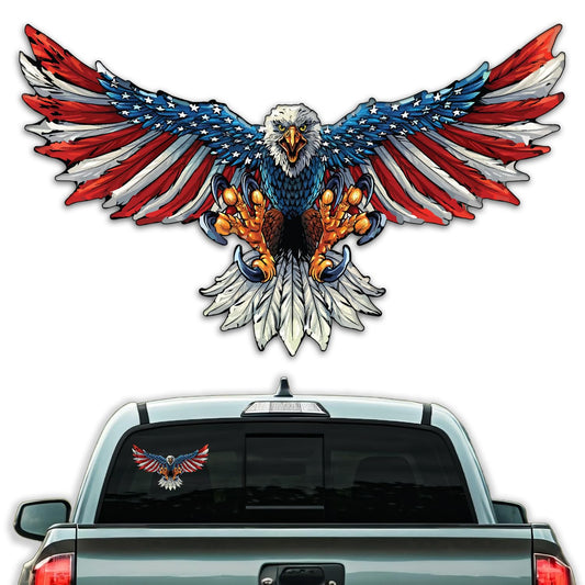 Removable 11.5 inch American Bald Eagle Flag Decal Sticker for Trucks, Cars, Anywhere Vinyl Bumper Patriotic Waterproof for Trailer