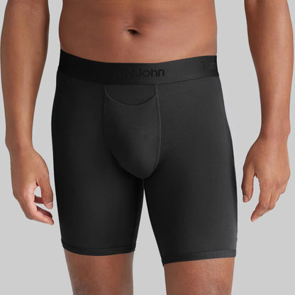 Tommy John Men's Second Skin Boxer Briefs - 3 Pack - No Ride-Up Comfortable Breathable Underwear for Men, Black, Large