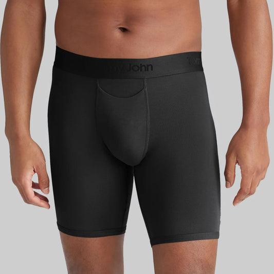 Tommy John Men's Second Skin Boxer Briefs - 3 Pack - No Ride-Up Comfortable Breathable Underwear for Men, Black, Large