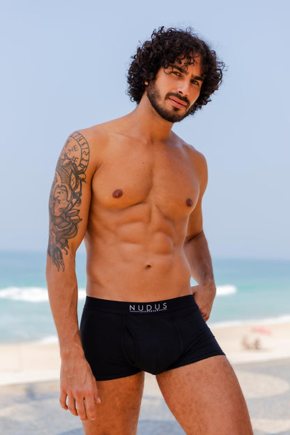 NUDUS Mens Bamboo Rayon Trunks Underwear 4-Pack in Luxury Gift Box – Ultra Soft Mens Boxer Briefs Pack – Low Rise Trunk Briefs with Fly Opening