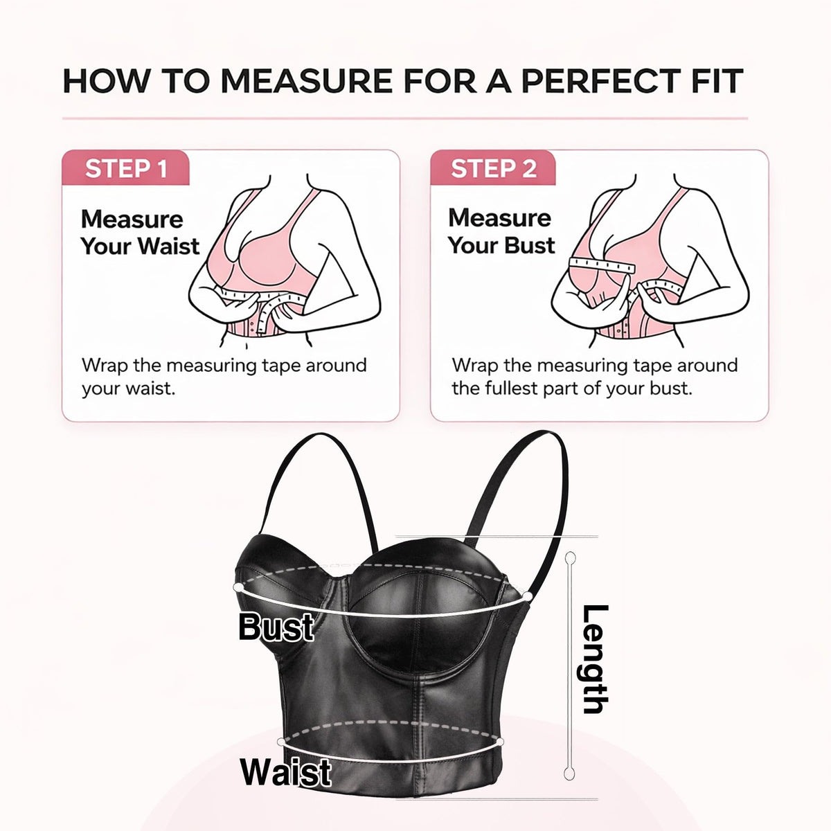 PU Leather Bustier Crop Top Gothic Punk Push Up Women's Corset Top Bra Black X-Large