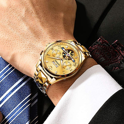 OUPINKE Mens Automatic Watches Diamond Skeleton Self Winding Luxury Dress Wrist Watch Sapphire Crystal Tungsten Steel