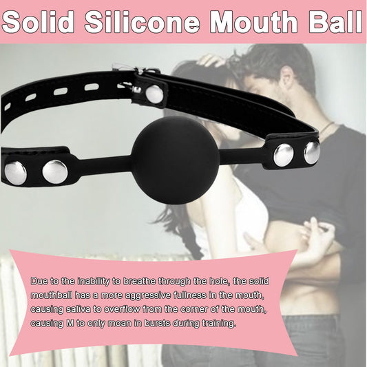 Leather Restraints Ball Mouth Plug Silicone Bondage Ball Gag Silicone Bondage Ball Gag for Sex, BDSM Restraints Toys Sex Gag Muzzles (B3)