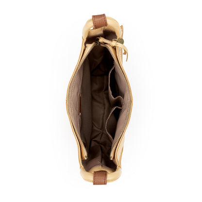 The Sak Los Feliz Crossbody Bag in Leather, Large, Lined Purse with Single Adjustable Shoulder Strap, Buttercup