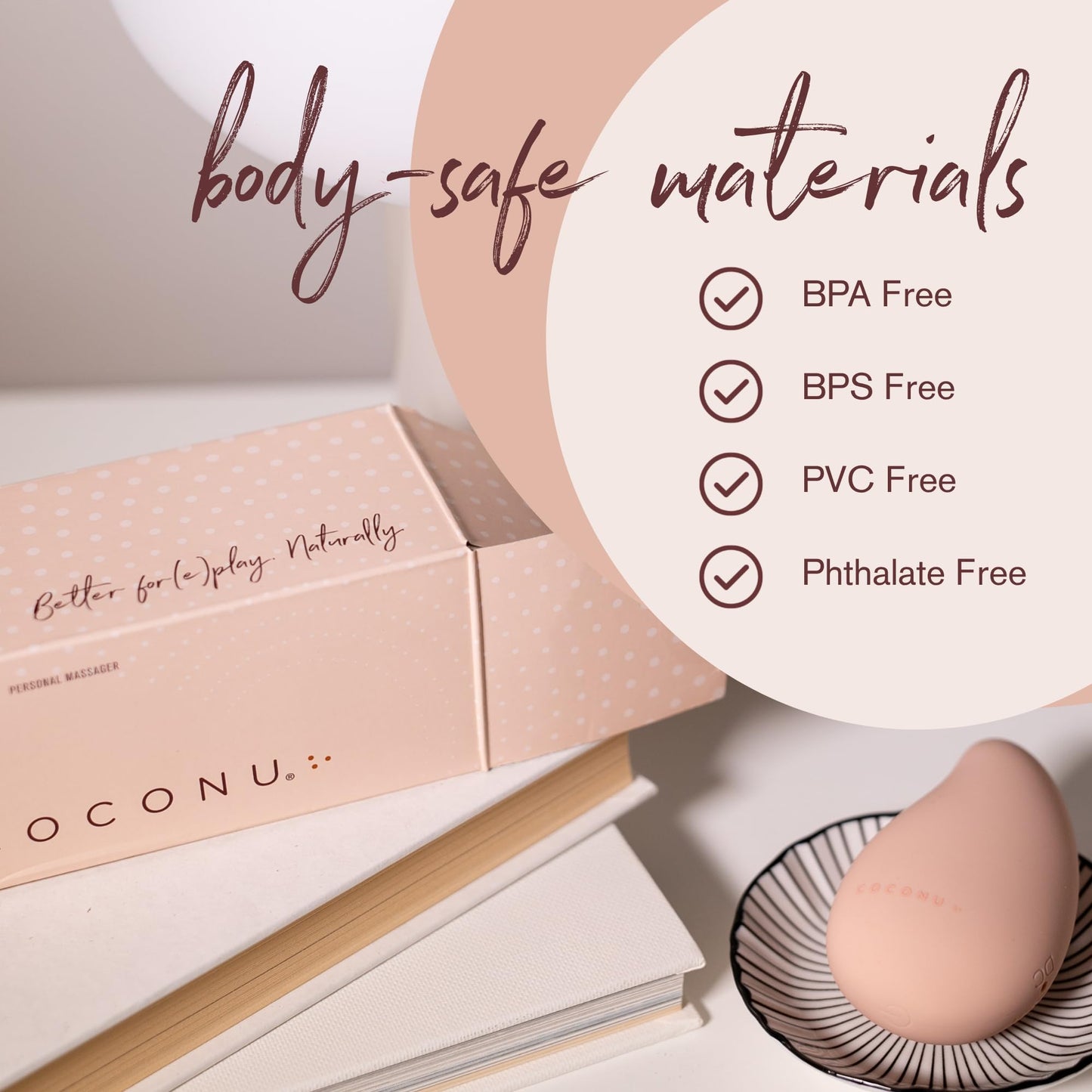 COCONU Wave Rechargeable Body Massager for Muscle Relaxation & Self Care | 10 Vibration Modes | Platinum Silicone | Waterproof | USB Rechargeable | Travel Friendly