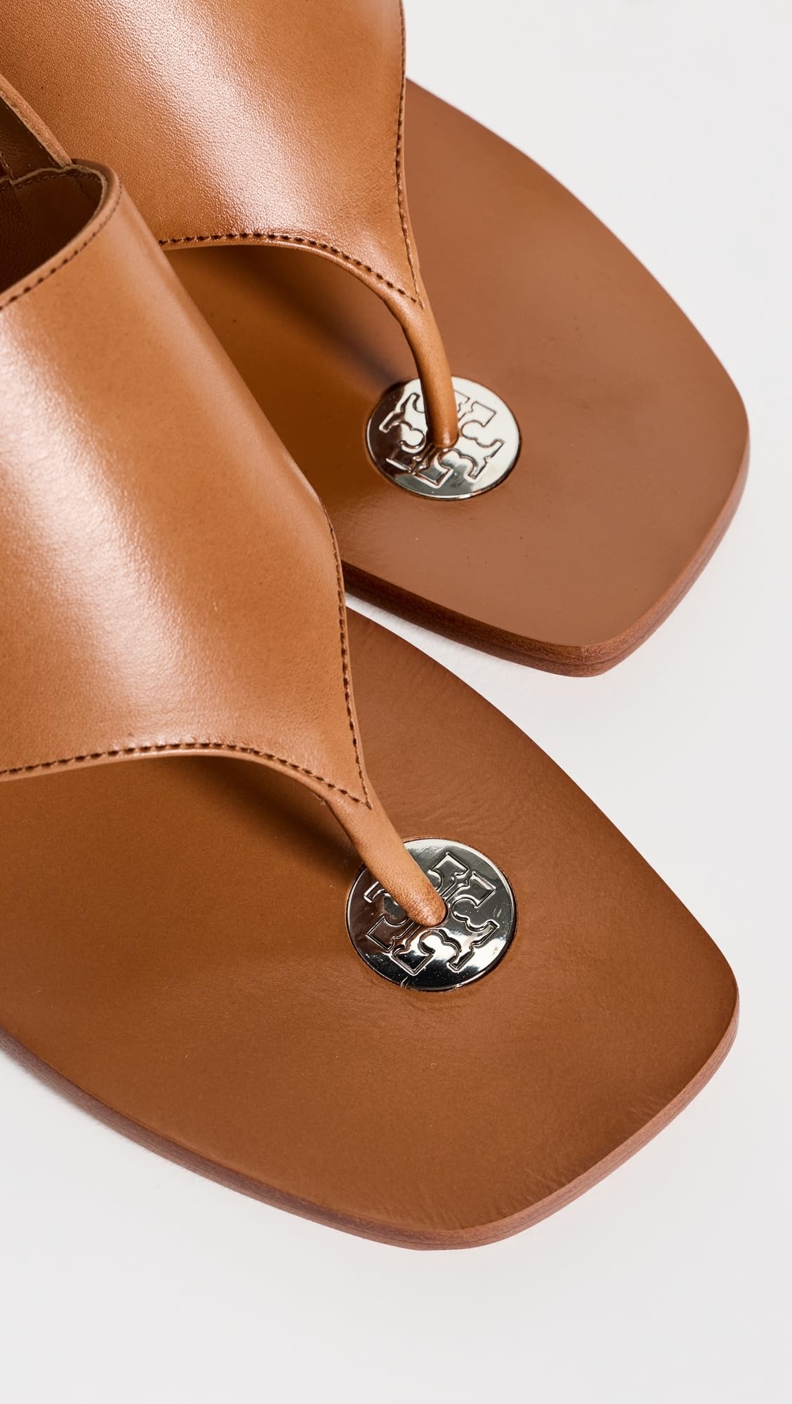 Tory Burch Women's Double T Coin Heel Sandals 55mm, Tan, 9 Medium US