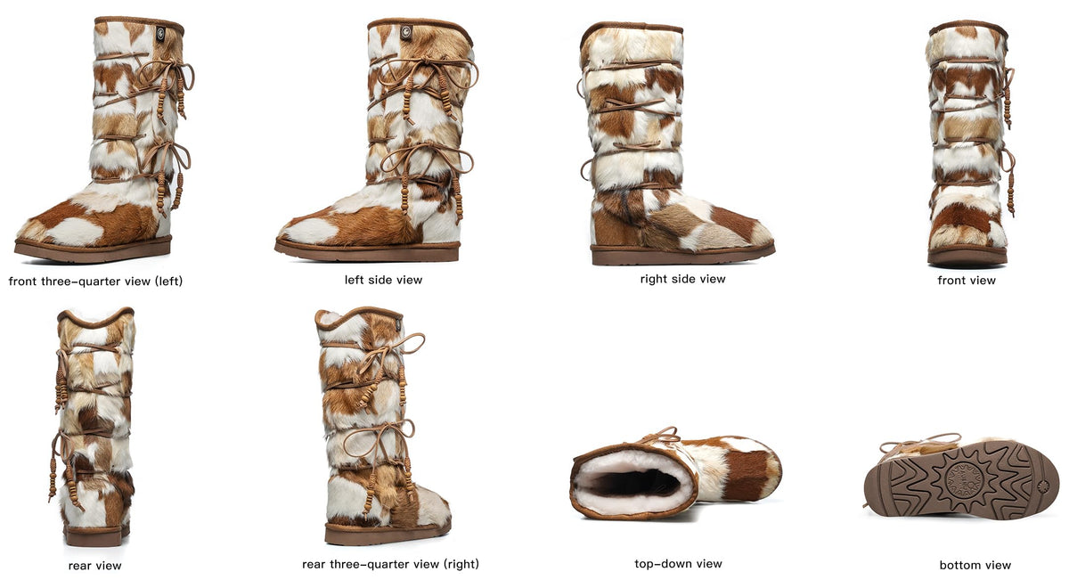 AU&MU AUMU Womens Comfort Suede Fur Mid- Calf Winter Boots Chestnut Size 8