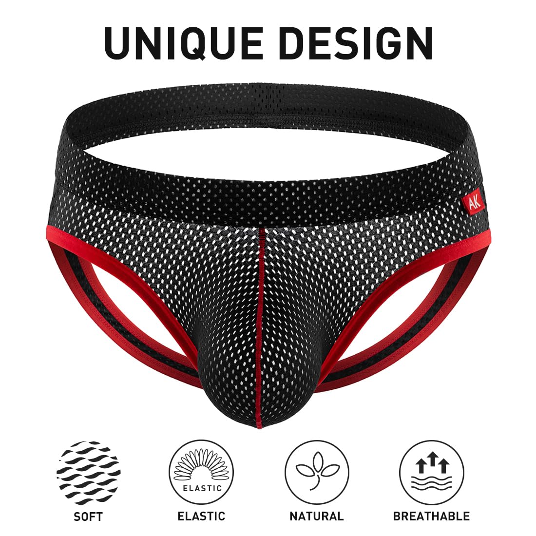 Arjen Kroos Men's Jockstraps Athletic Supporters Breathable Mesh Jock Straps,BLACK,Large