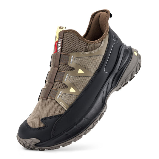 FitVille Extra Wide Sneakers for Men Slip-on Shoes, Soft Comfortable Mens Running Shoe, Slip Resistant Hiking Walking Shoes with Arch Support & Wide Toe Box Brown