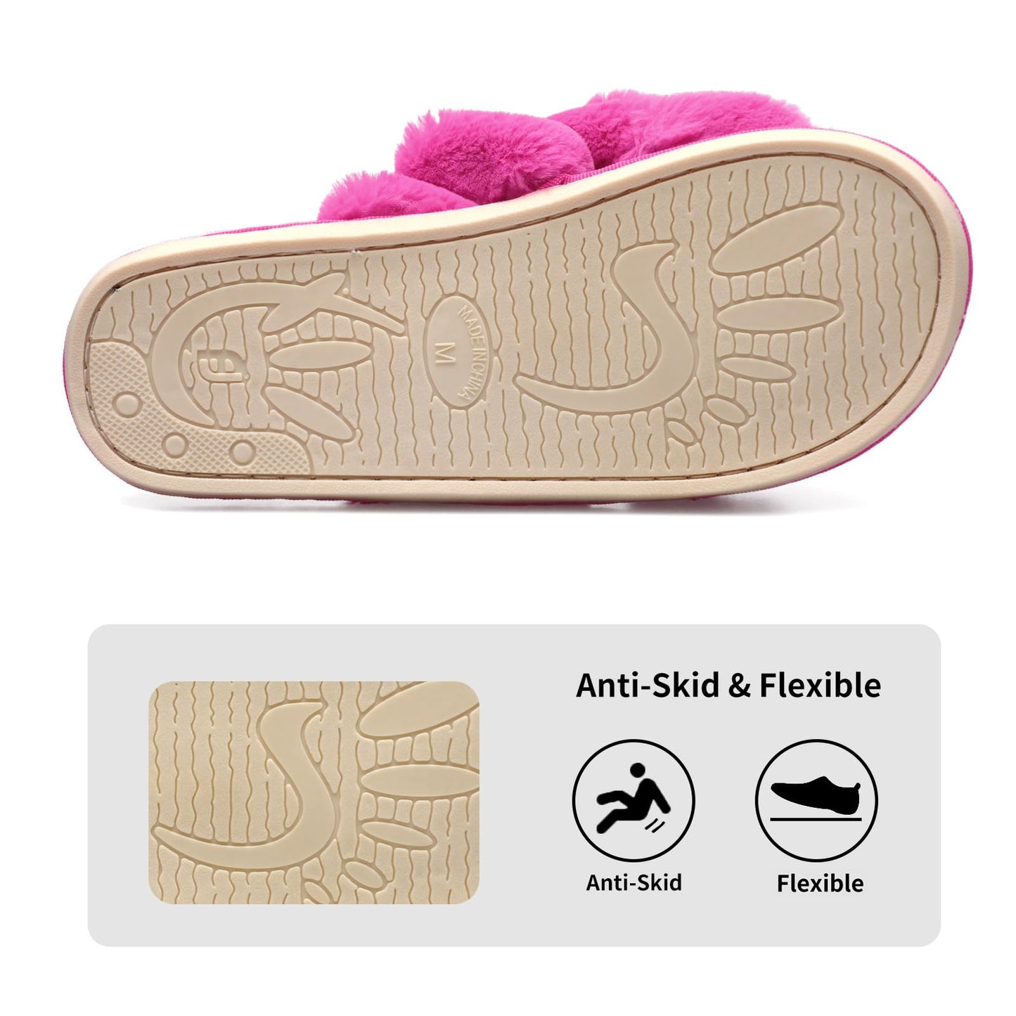 Sissy Open Toe Fluffy House Slippers -  Slides Slippers Pink