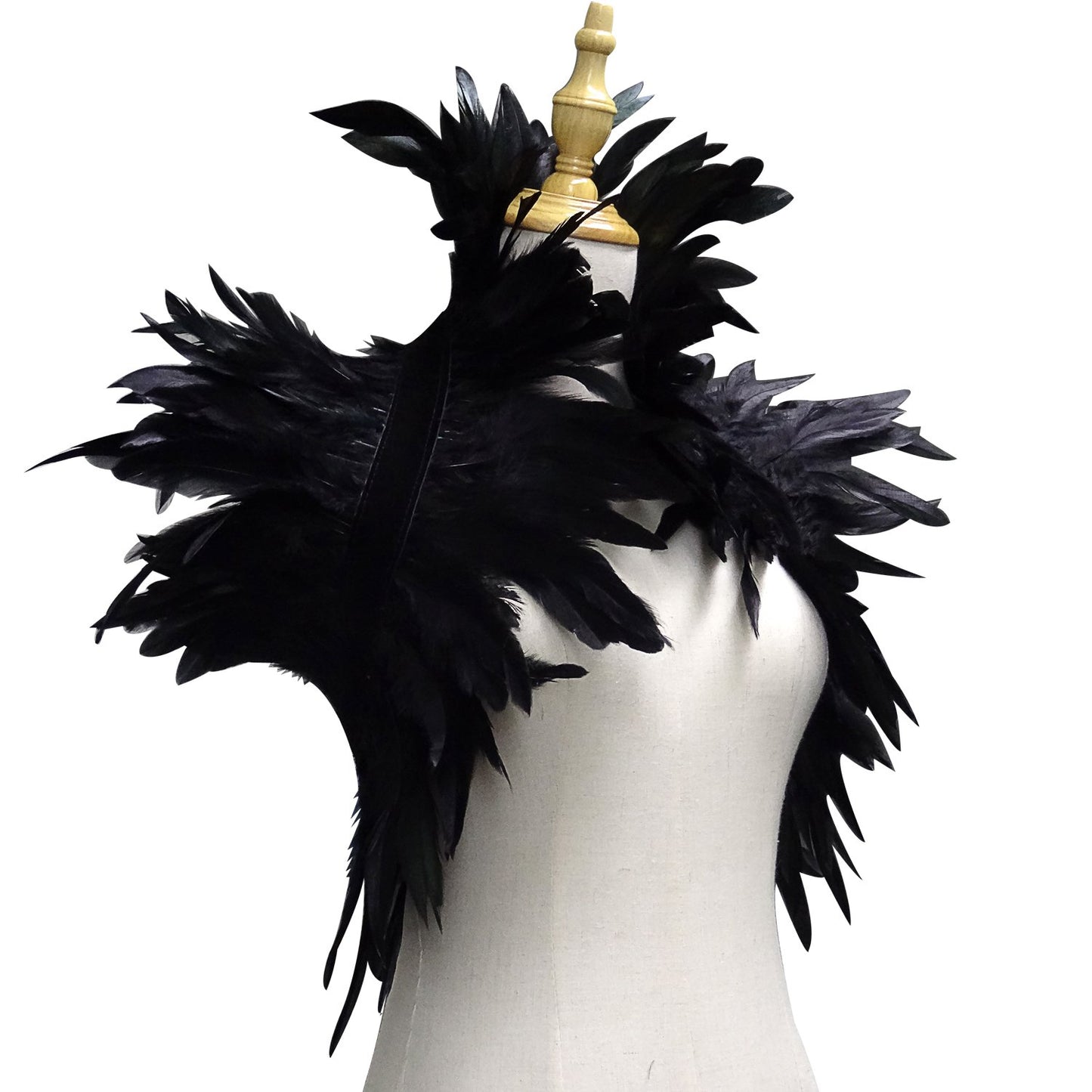 Victorian Real Natural Feather Shrug Shawl Shoulder Wrap Cape Gothic Collar (Black)