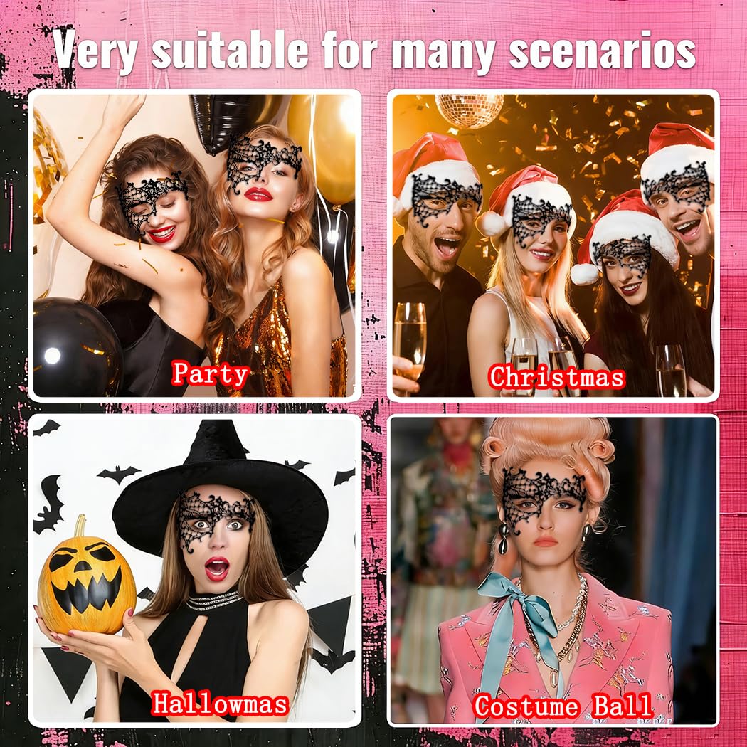 Masquerade Lace Mask Women Black Lace Masks Costume Party Proms Face Mask Halloween Eye Mask