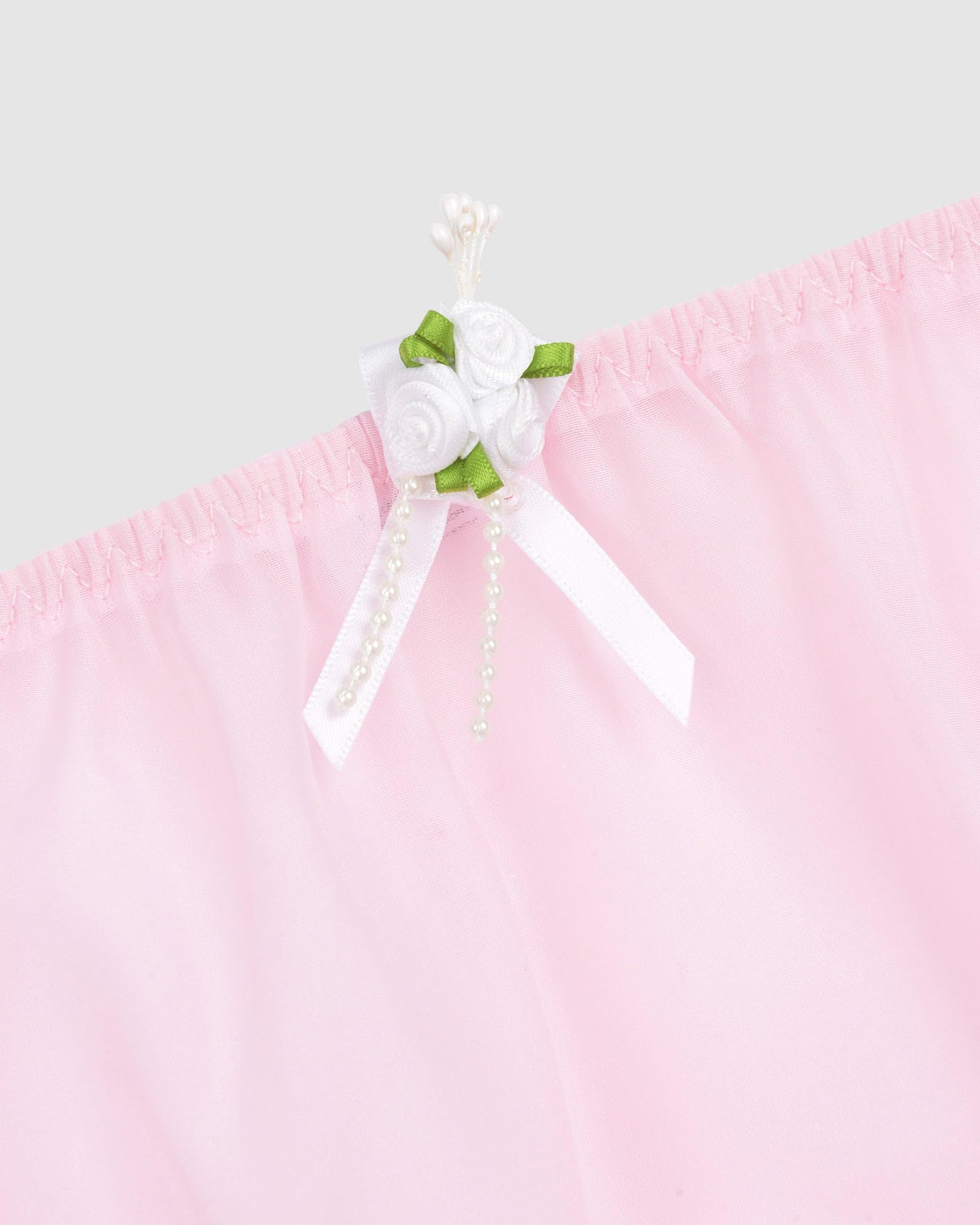 Satini Sheer Ruffle Lace Panties, Baby Pink - Whit
