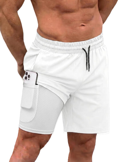 COOFANDY Mens Swim Shorts 5 Inch Inseam Summer Swim Shorts Sexy Quick Dry Swim Trunks with Pockets White S