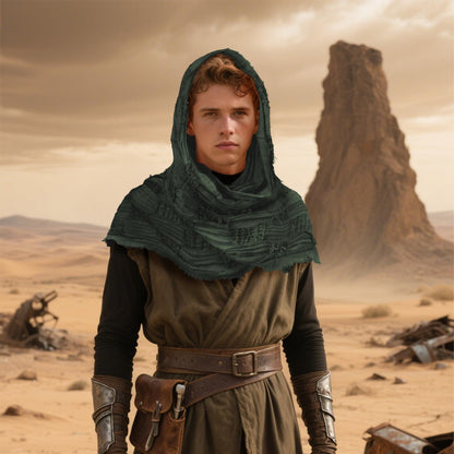 Desert Costume Hooded Shawl Scarf, Renaissance Fair Shoulder Cape (Brown)