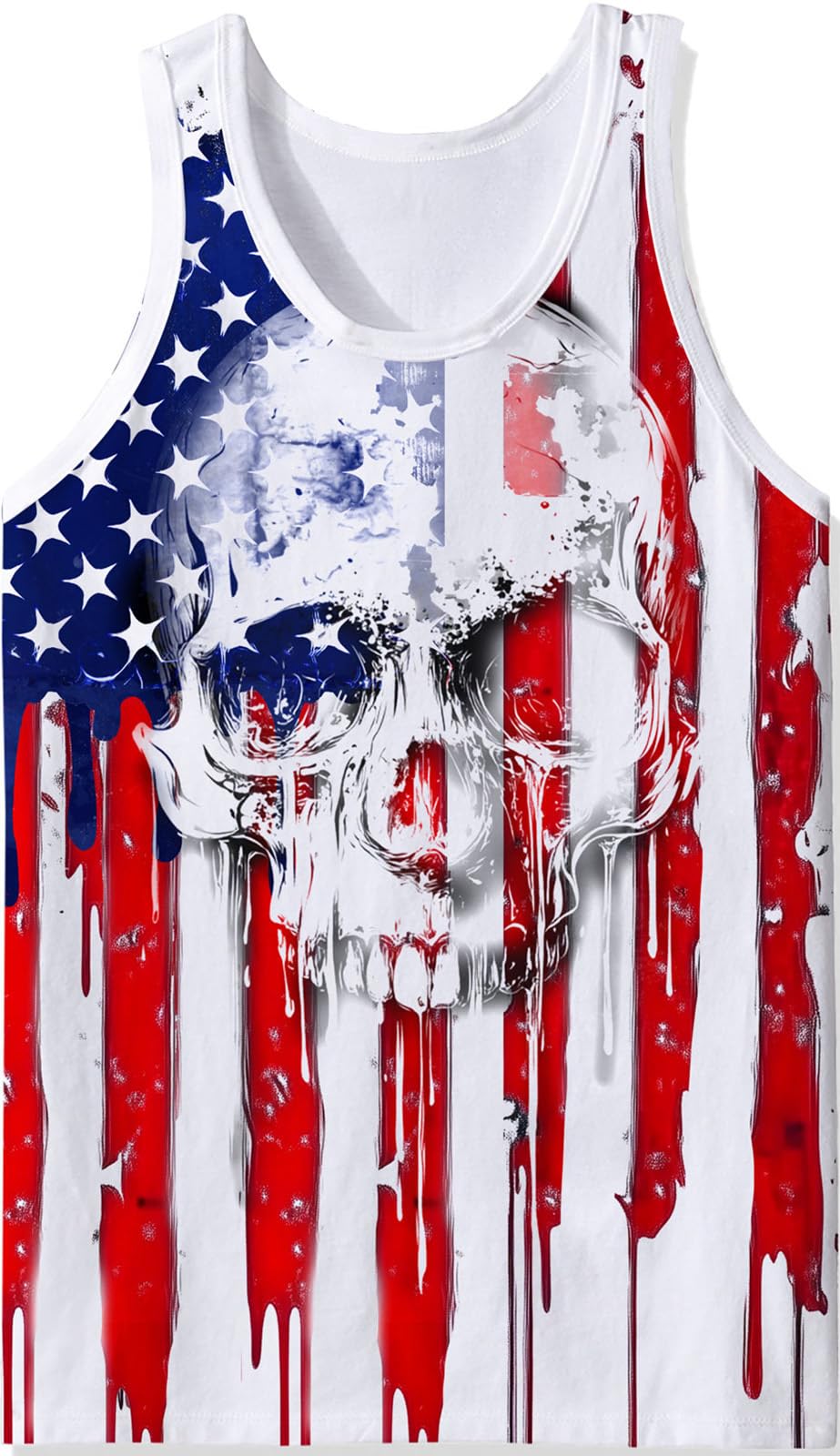 Men's American Flag Tank Tops 4th of July Sleeveless Shirt Stripe and Stars Skull Graphic Summer Cool USA Patriotic Tee Workout Athletic Training Sports Undershirts