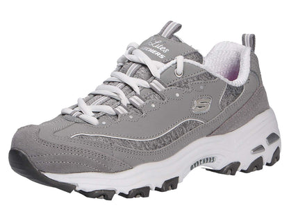 Skechers Women's D'Lites - Me Time Lace Up Fashion Sneakers, Grey / White, 8
