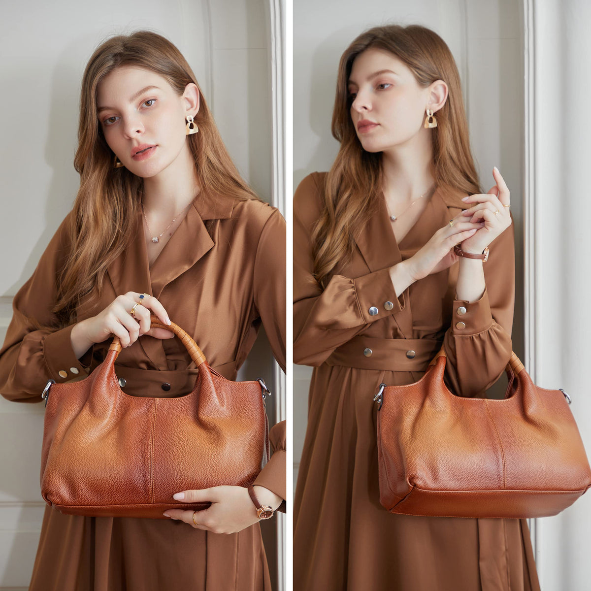 Iswee Leather Purses for Women Satchel Bag Crossbody Handbag Hobo Tote Bags