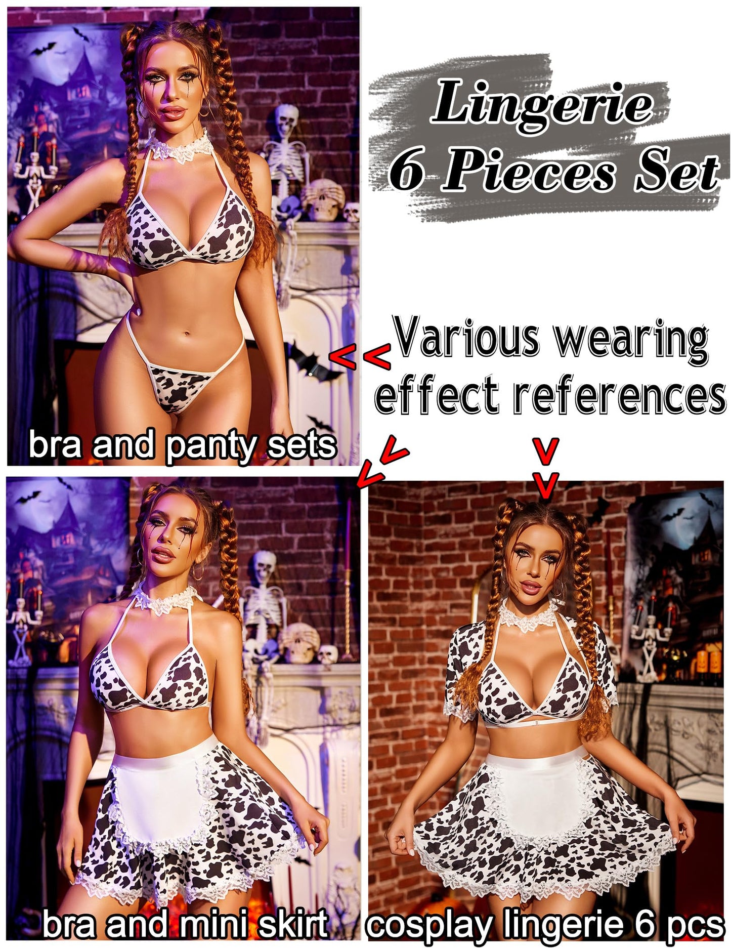 Lingerie Sets for Women Cosplay Outfit Sexy Costumes 6 PCS