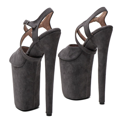 Women's 9 in Platform Heels Ankle-Strap Sexy, 23 CM Pole Dance High Heel Platform, Exotic Platform Pole Dancer Heels Shoes Stiletto 6 7 8 10 in US 10, Gray